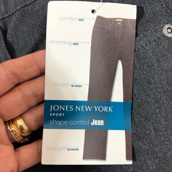 Jones New York Sport Cotton Blend Shape Control Slimming Panel Charcoal Jeans 18 - Picture 14 of 16